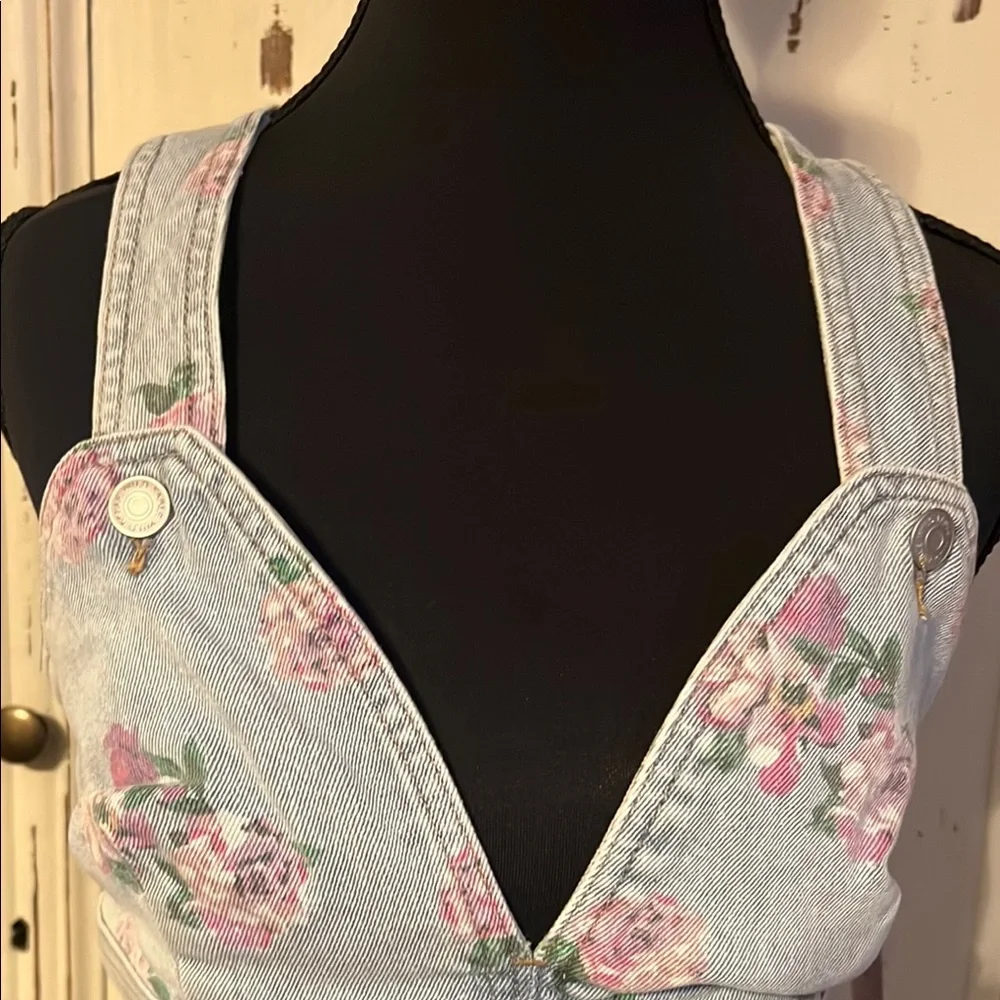 Wild Fable Blue Buttoned Bustier Crop Top - Picture 3 of 7